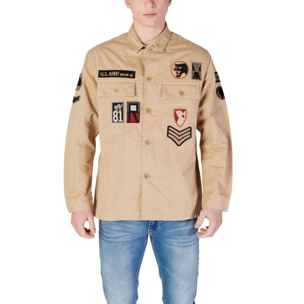 Replay Military Shirt Beige Men Beige Shirts
